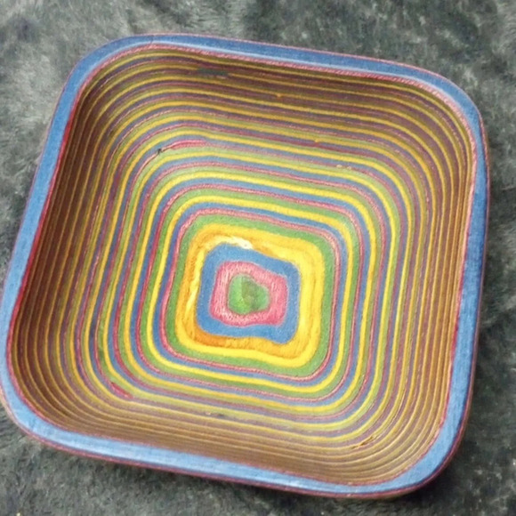 NWT Island Bamboo Pakka Rainbow Square pinch Bowl - Picture 1 of 3
